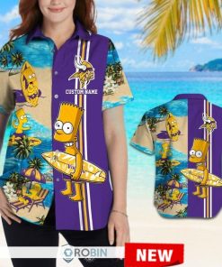Custom Name Minnesota Vikings Bart Simpson Hawaiian Shirt