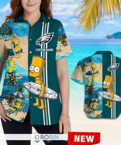 Custom Name Philadelphia Eagles Bart Simpson Hawaiian Shirt