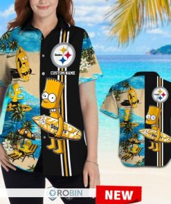 Custom Name Pittsburgh Steelers Bart Simpson Hawaiian Shirt