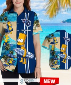Custom Name Tennessee Titans Bart Simpson Hawaiian Shirt