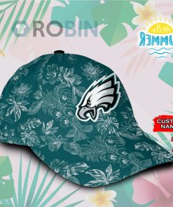 Custome Name Philadelphia Eagles Tropical Hawaiian Classic Baseball Cap Hat