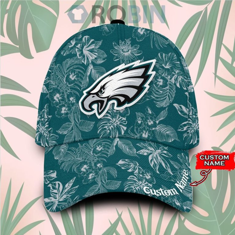 Custome Name Philadelphia Eagles Tropical Hawaiian Classic Baseball Cap Hat