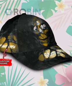 Custome Name Pittsburgh Steelers Skull Torn Fabric Classic Baseball Cap Hat