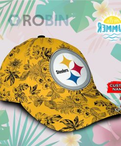 Custome Name Pittsburgh Steelers Tropical Hawaiian Classic Baseball Cap Hat