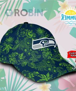 Custome Name Seattle Seahawks Tropical Hawaiian Classic Baseball Cap Hat