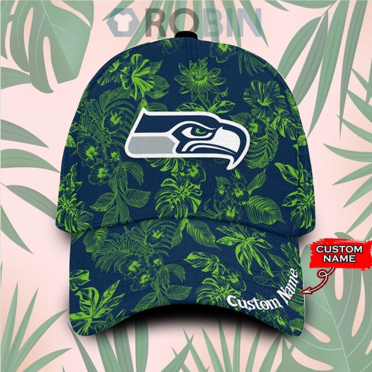 Custome Name Seattle Seahawks Tropical Hawaiian Classic Baseball Cap Hat
