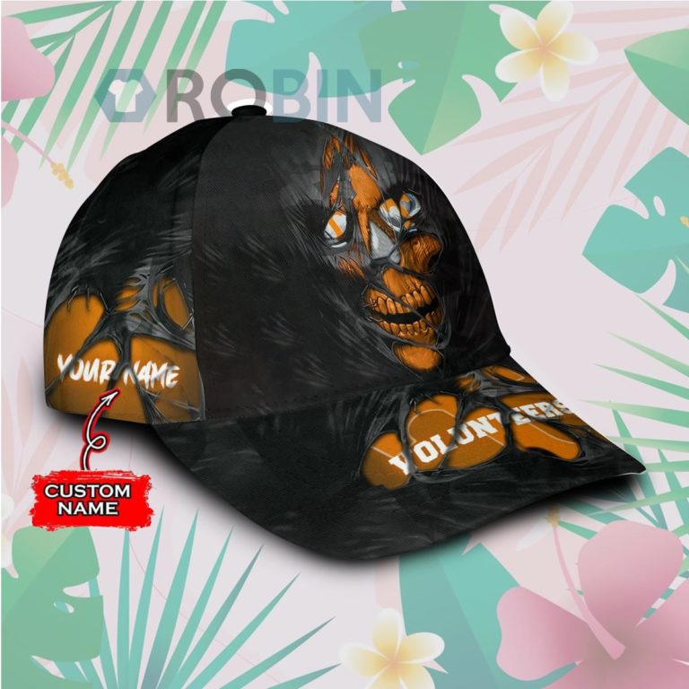 Custome Name Tennessee Volunteers Skull Torn Fabric Classic Baseball Cap Hat