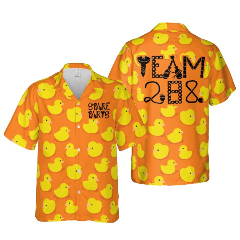 Cute Duck Orange Pattern Hawaiian Shirt