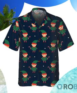 Cute Elf With Candy Cane Hawaiian Shirt