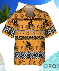 Cycling Tribal Pattern Hawaiian Shirt Vintage Bicycle Shirt