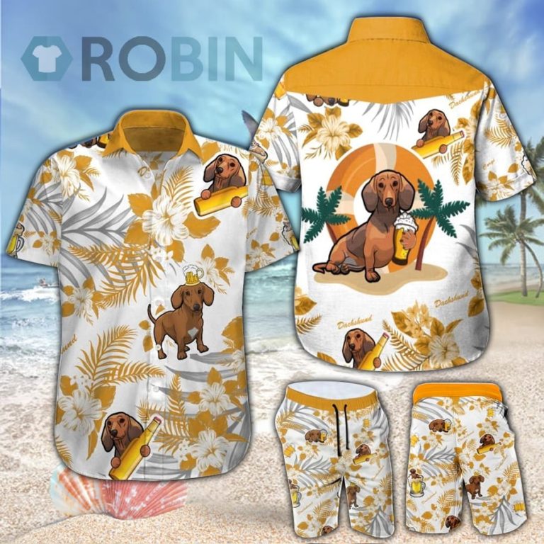 Dachshund & Beer Hawaiian Shirt & Shorts Set