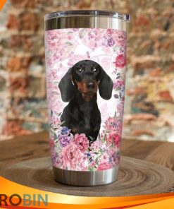 Dachshund Dog Flower Tumbler