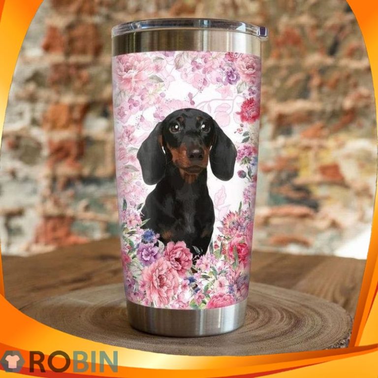 Dachshund Dog Flower Tumbler