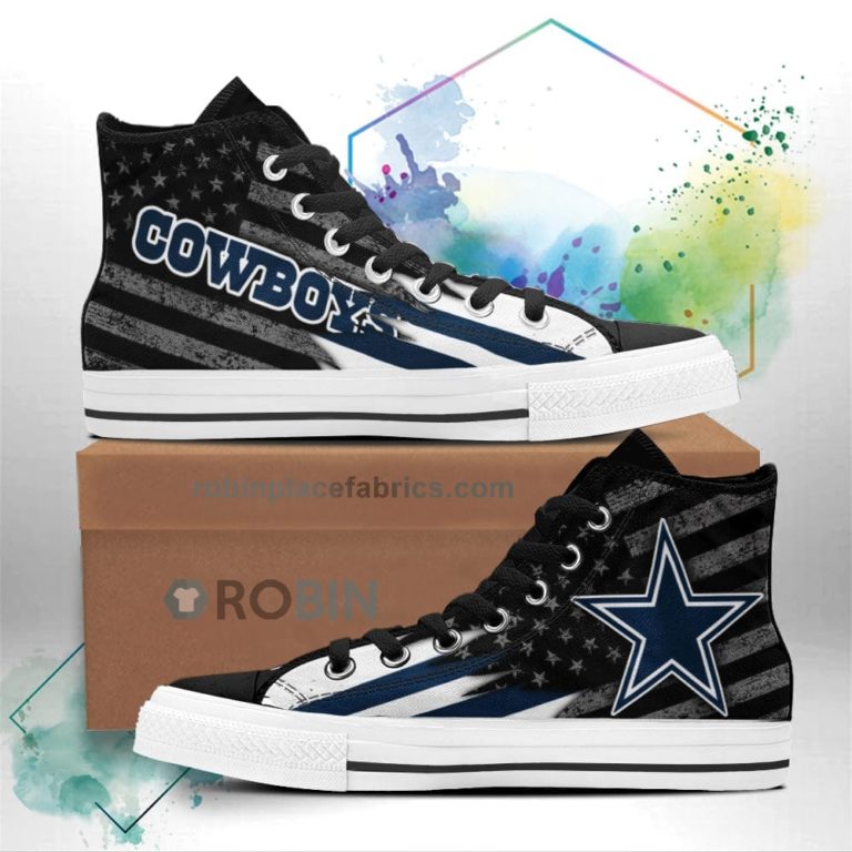 Dallas Cowboys High Top Shoes Custom American Flag Sneakers