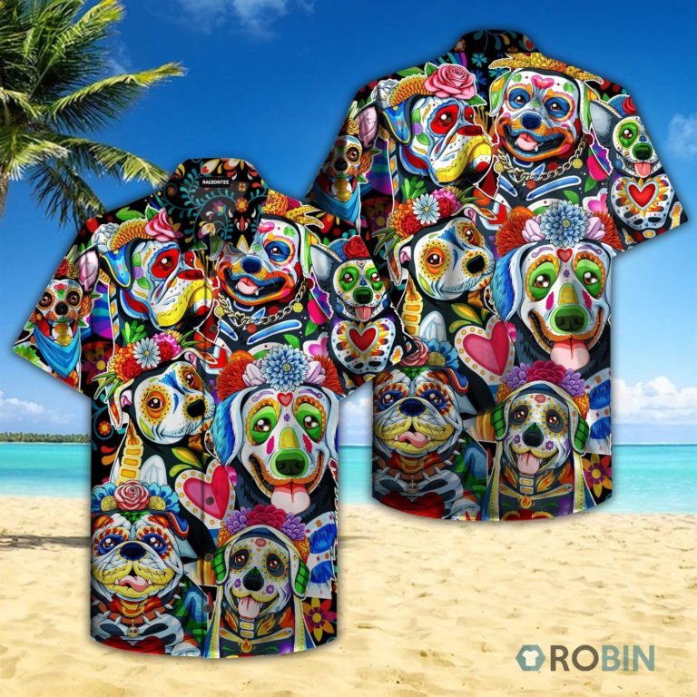 Day Of The Dead Dog Hawaiian Shirt