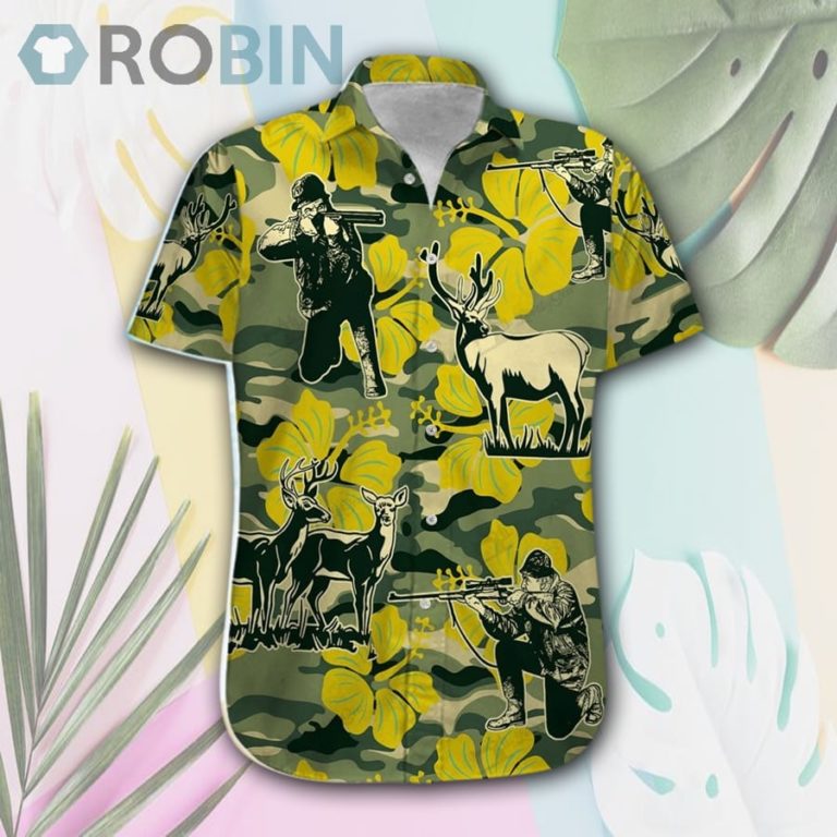 Deer Hunting Tropical Camouflage Hawaii Shirt & Shorts