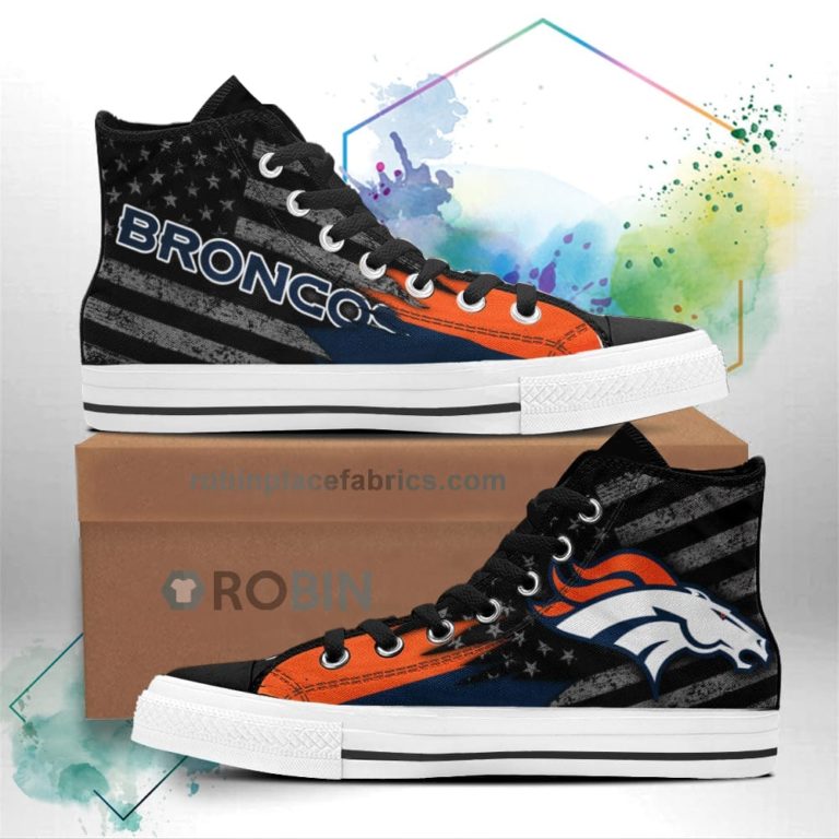 Denver Broncos High Top Shoes Custom American Flag Sneakers