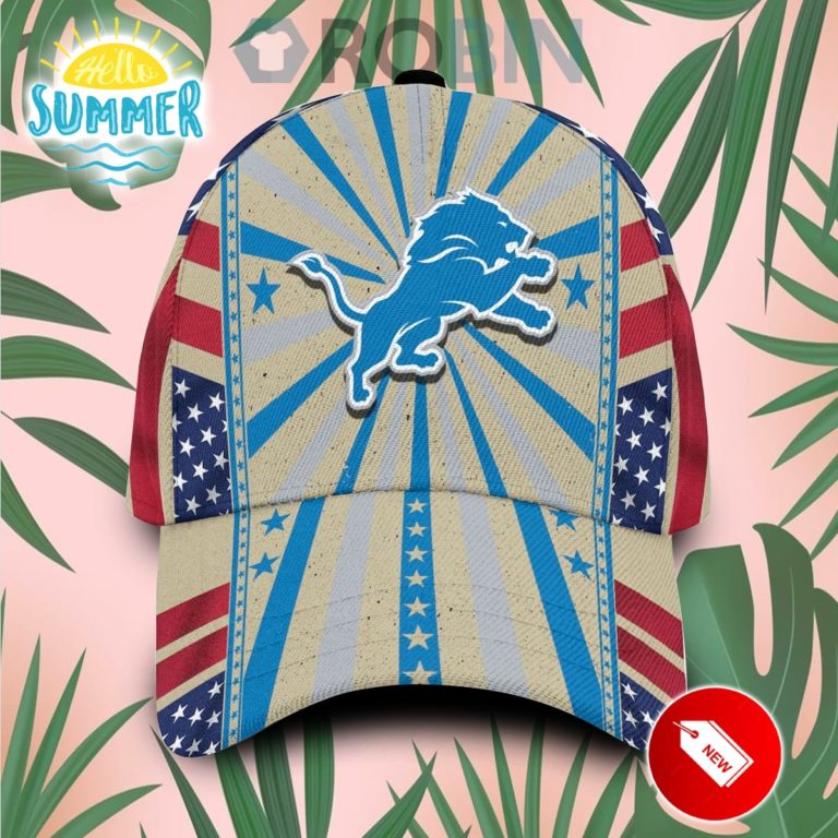 Detroit Lions Retro Vintage Design Hawaiian Summer Classic Baseball Cap Hat