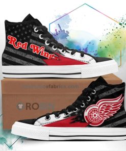 Detroit Red Wings High Top Shoes Custom American Flag Sneakers