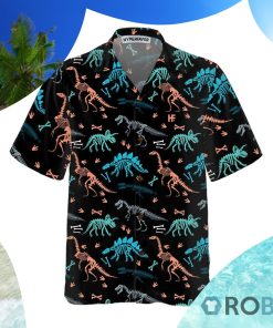 Dinosaur Skeleton Seamless Grunge Pattern Hawaiian Shirt