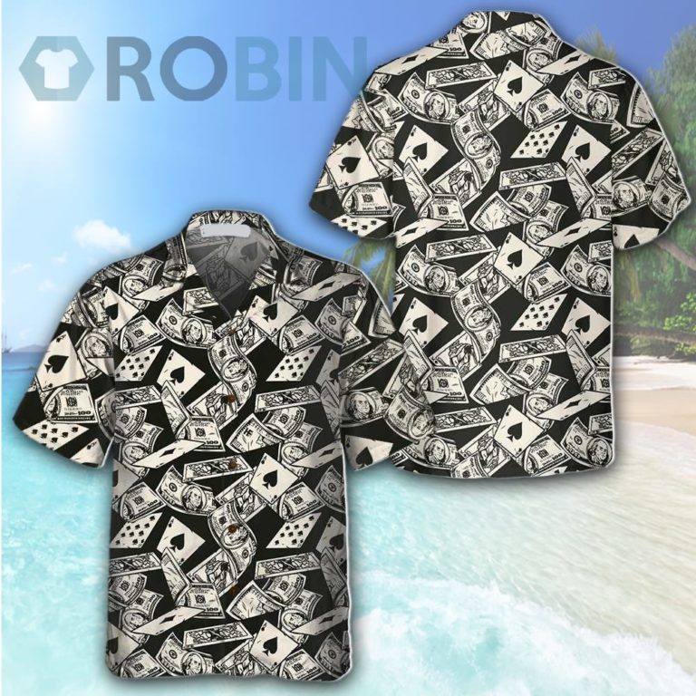 Dollar Bill And Poker Pattern Hawaiian Shirt Dollar Hawaiian Shirt