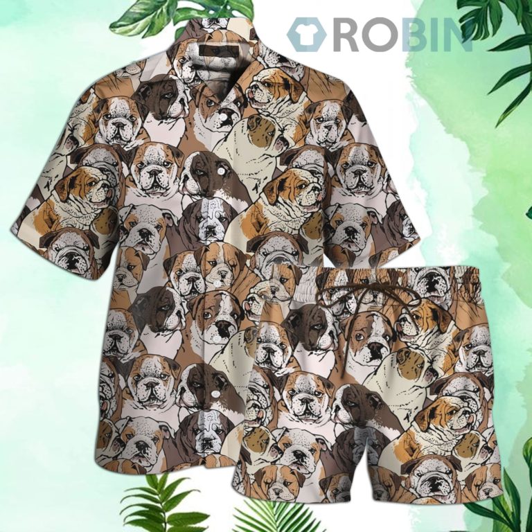 English Bulldog Hawaiian Shirt and Shorts