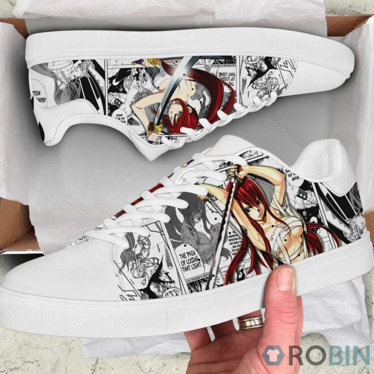 Erza Scarlet Skate Casual Sneakers Custom Fairy Tail Anime Shoes