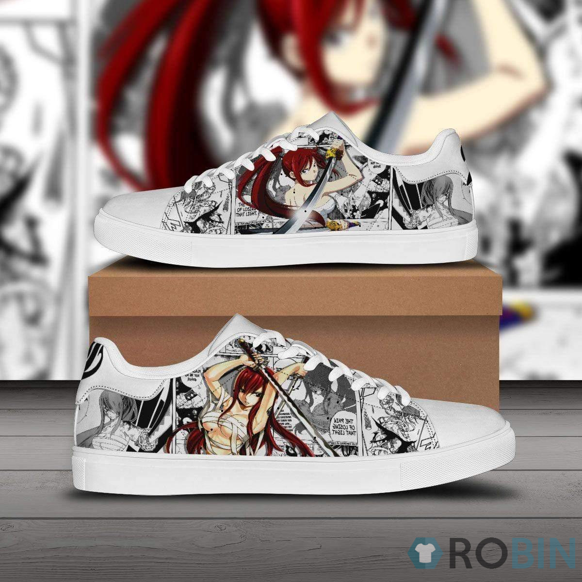 Erza Scarlet Skate Casual Sneakers Custom Fairy Tail Anime Shoes ...