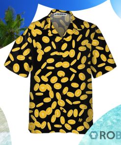 Falling Bitcoin Cryptocurrency Pattern Hawaiian Shirt