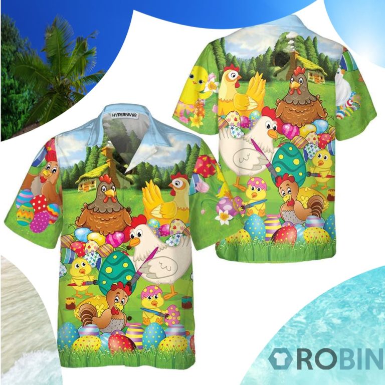 Farm Chicken Easter Eggs Hawaiian Shirt