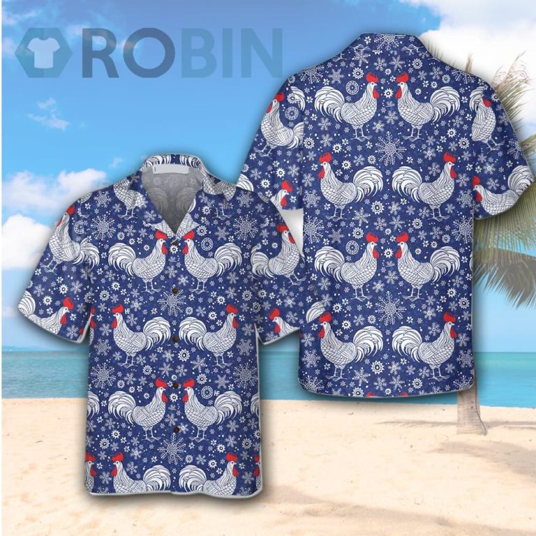 Festive Winter Rooster Hawaiian Shirt