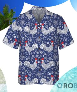 Festive Winter Rooster Hawaiian Shirt