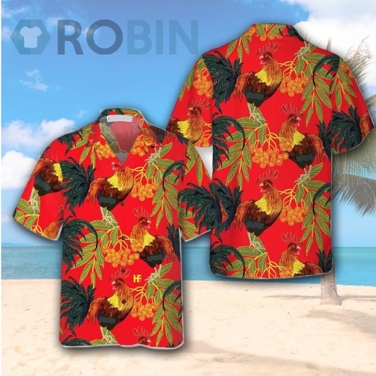 Fiery Red Rooster Hawaiian Shirt