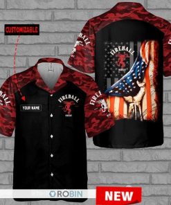 Fireball American Flag Custom Name Hawaiian Shirt