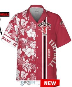 Fireball Whisky Hibiscus Custom Hawaiian Shirt