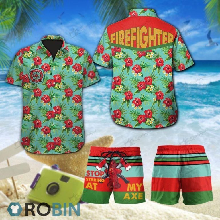 Firefighter Hawaiian Shirt and Shorts