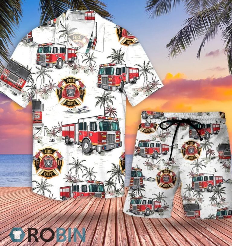 Firefighter Truck Hawaiian Shirt and Shorts