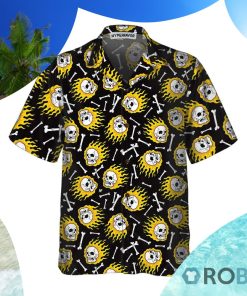 Flaming Skull Pattern Hawaiian Shirt Flaming Skull Pattern Hawaiian Shirt