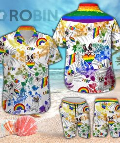 French Bulldog LGBT Hawaiian Shirt & Shorts Set