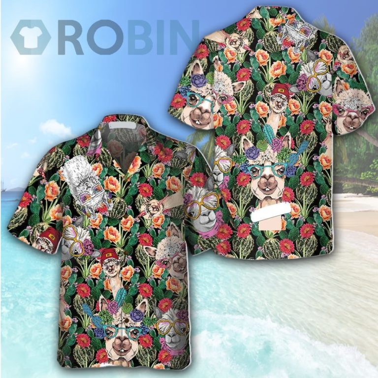 Funny Alpaca With Cactus Hawaiian Shirt