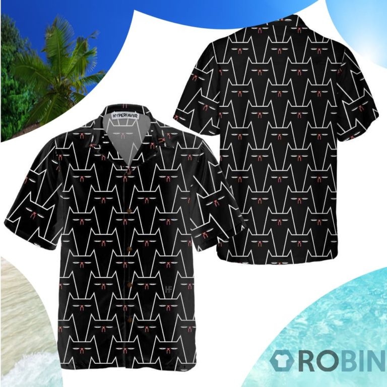 Funny Black Cat Pattern Hawaiian Shirt