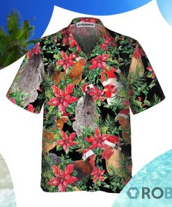 Funny Chicken With Christmas Plants Hawaiian Shirt Funny Chicken With Christmas Plants Hawaiian Shirt