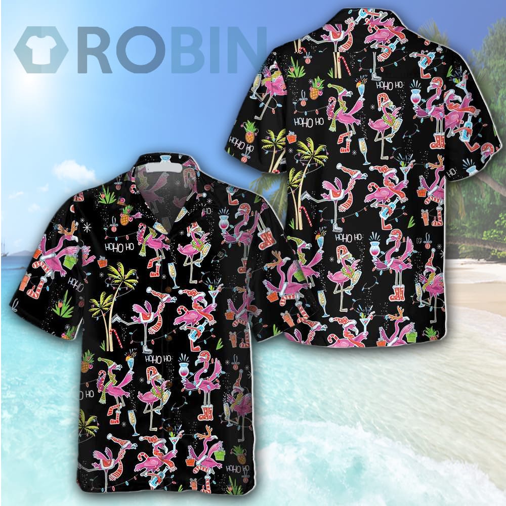 Funny Christmas Flamingo Hawaiian Shirt - RobinPlaceFabrics