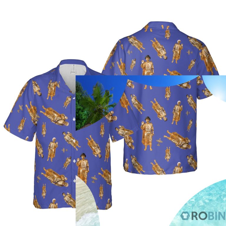 Funny Golden Statue Pattern Hawaiian Shirt