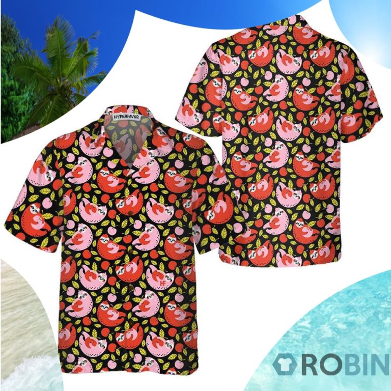 Funny Sloth Holding Red Cherry Hawaiian Shirt