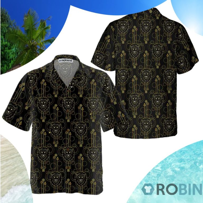 Geometric Lion Seamless Pattern Lion Hawaiian Shirt