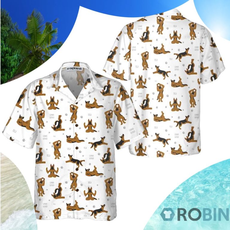 German Shepherd Doing Yoga Hawaiian Shirt