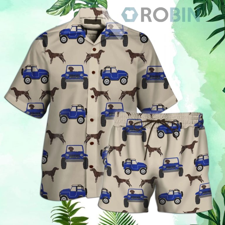German Shorthaired & Car Hawaiian Shirt and Shorts