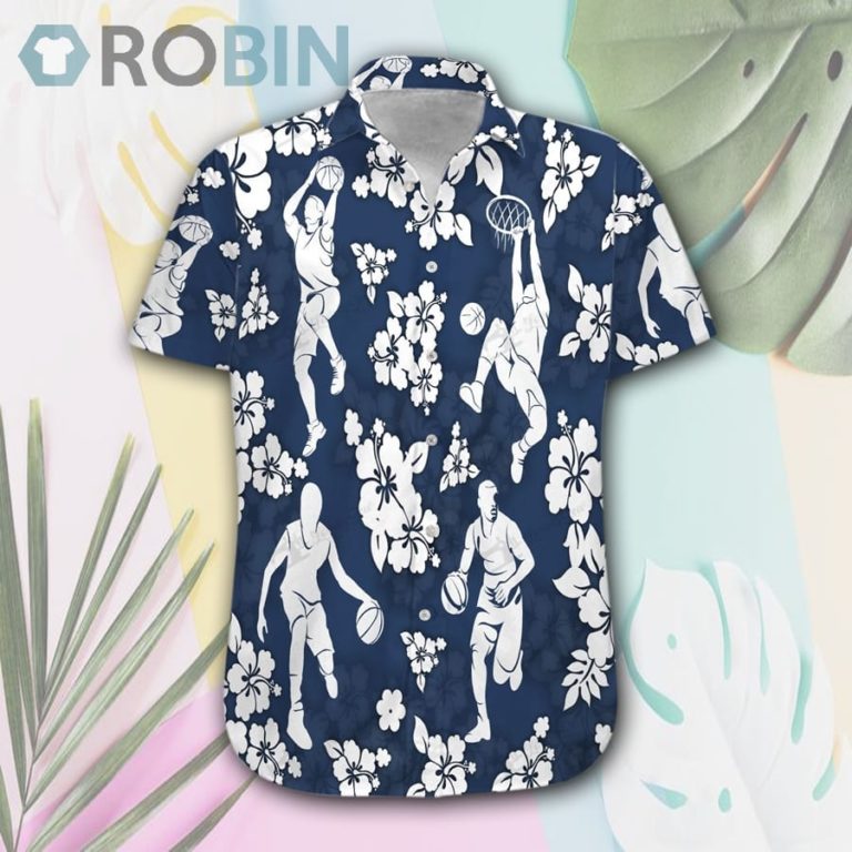 Gifts For Basketball Lovers-Basketball Blue Hawaii Shirt & Shorts