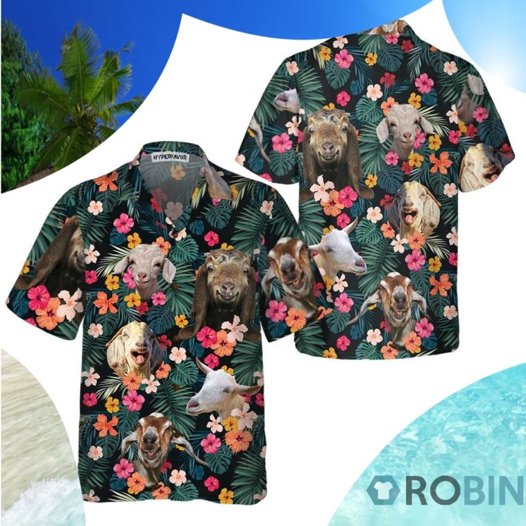 Goat Aloha Hawaiian Shirt Funny Goat Shirt Goat Print Shirt